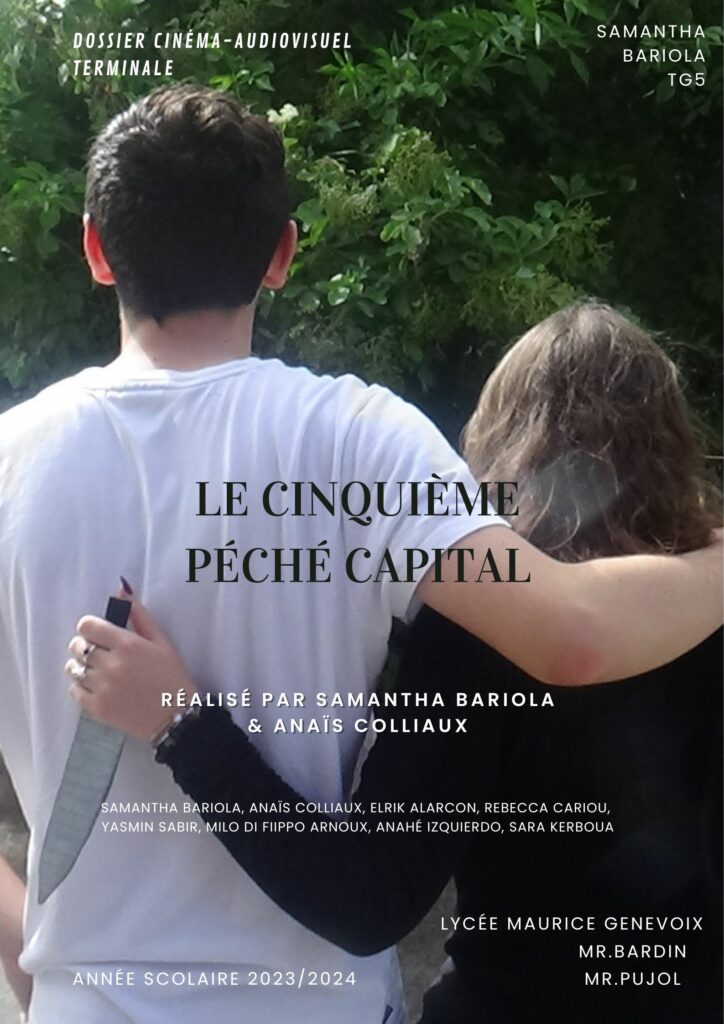 Affiche d'un film réalisé par une étudiante de Maurice Genevoix à Marignane institué "Le cinquième pêches capital"